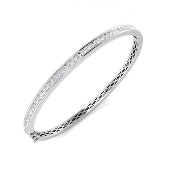 1.46ct SI2/G Round cut Diamonds Channel Set Bangle in 9k White Gold