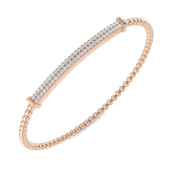 0.44ct SI1/G Round cut Diamonds Pave Bangle in 18k Rose Gold