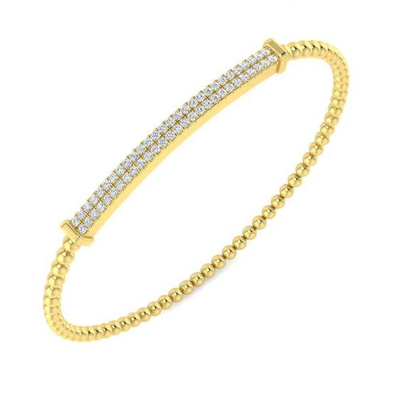 0.44ct SI1/G Round cut Diamonds Pave Bangle in 18k Yellow Gold