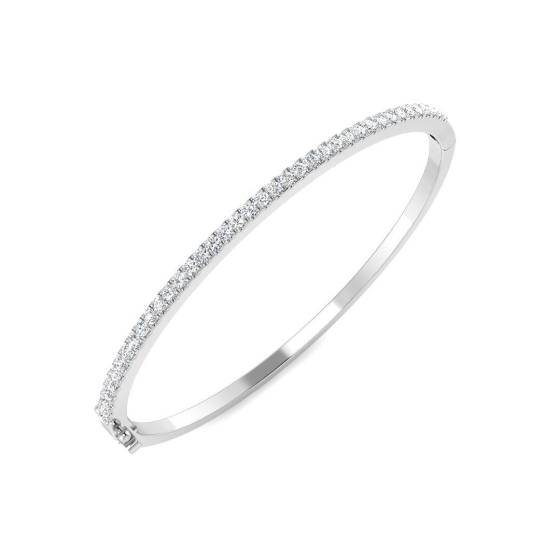 0.90ct SI2/G Round cut Diamonds Fancy Bangle in 9k White Gold