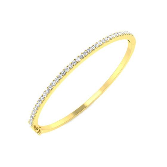 0.90ct SI2/G Round cut Diamonds Fancy Bangle in 18k Yellow Gold