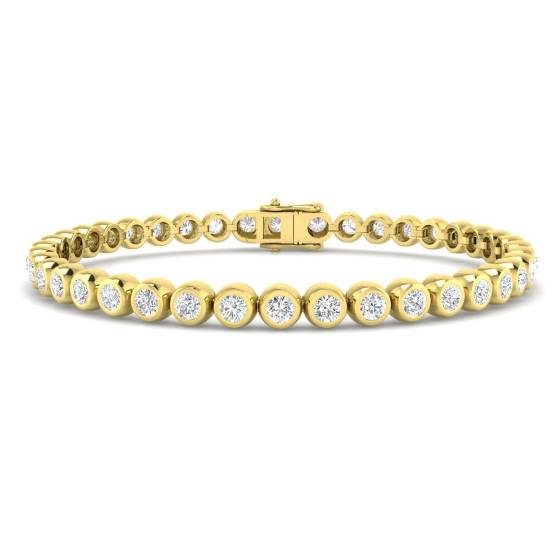 4.01ct VS/F Round cut Labgrown Diamonds Rubover Tennis Bracelet in 9k Yellow Gold