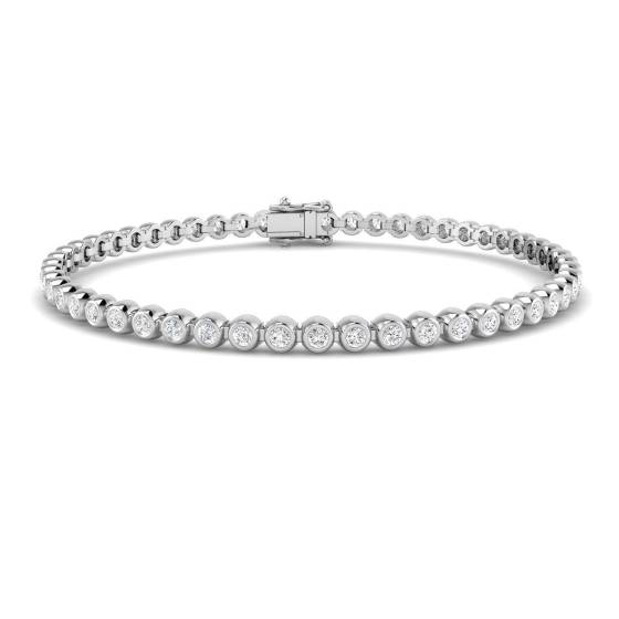 2.03ct VS/F Round cut Labgrown Diamonds Bezel Set Tennis Labgrown Bracelet in 9k White Gold