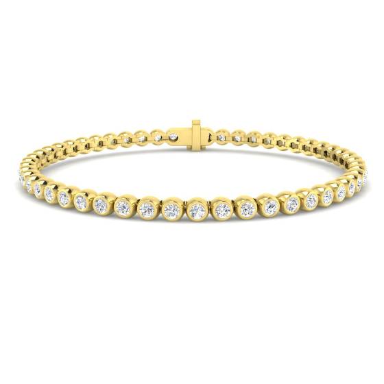 2.98ct VS/F Round cut Lab Grown Diamond Tennis Bracelet in 9k Yellow Gold