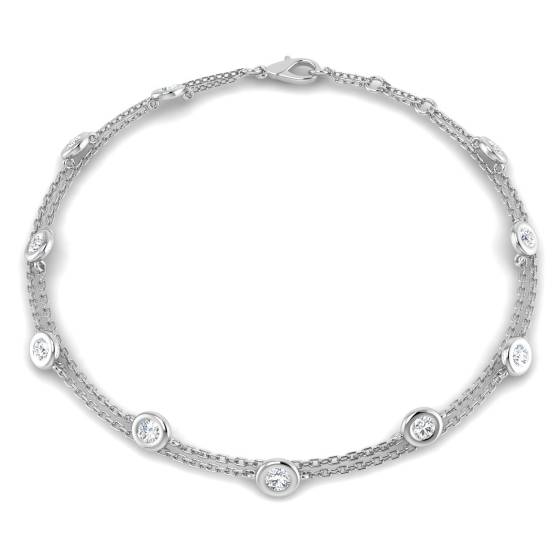 0.80ct VS/F Round cut Lab Grown Diamond Spectacle Bracelet in 9k White Gold