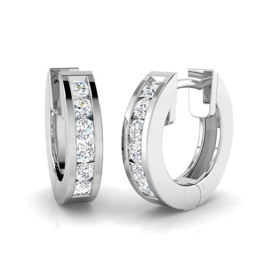 0.36ct SI2/G Round cut Diamond Hoop Earrings in 18k White Gold