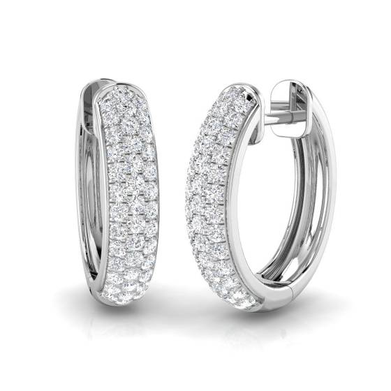 0.69ct SI2/G Round cut Diamond Hoop Earrings in 18k White Gold