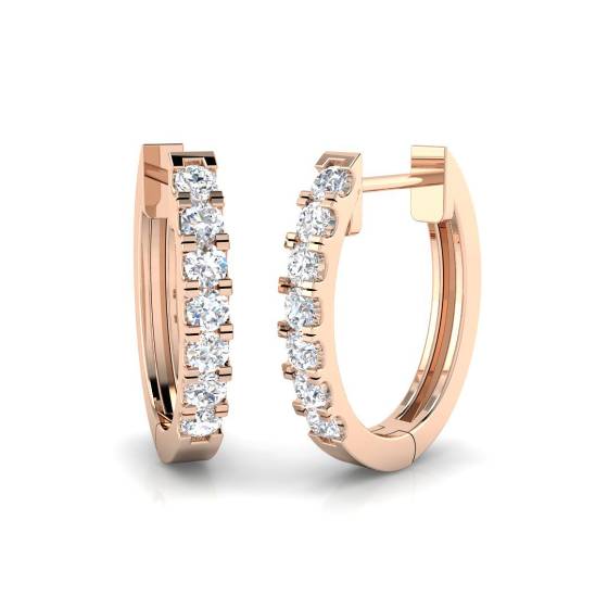 0.31ct SI2/G Round cut Diamond Hoop Earrings in 18k Rose Gold