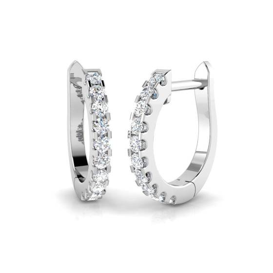 0.20ct SI1/G Round cut Diamond Hoop Earrings in 18k White Gold