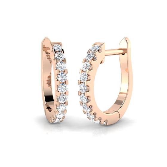 0.20ct SI1/G Round cut Diamond Hoop Earrings in 18k Rose Gold