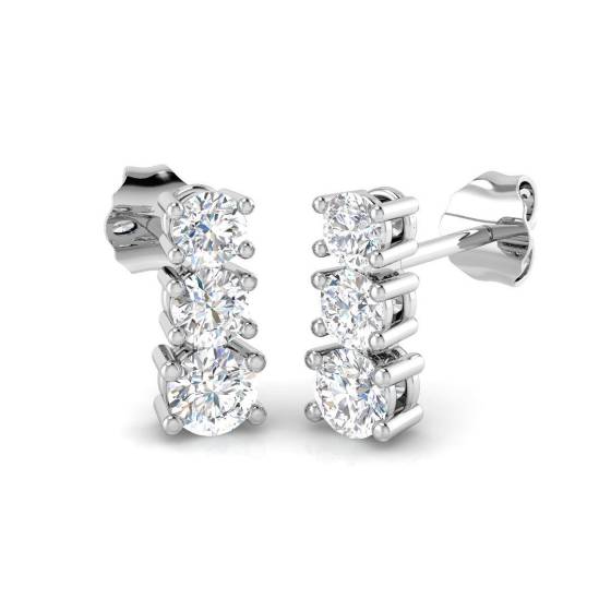 0.69ct SI2/G Round cut Diamond Drop Earrings in 18k White Gold