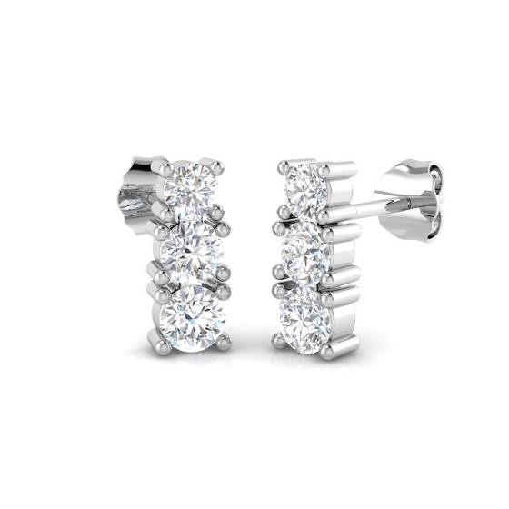 1.03ct SI1/G Round cut Diamond Drop Earrings in 18k White Gold