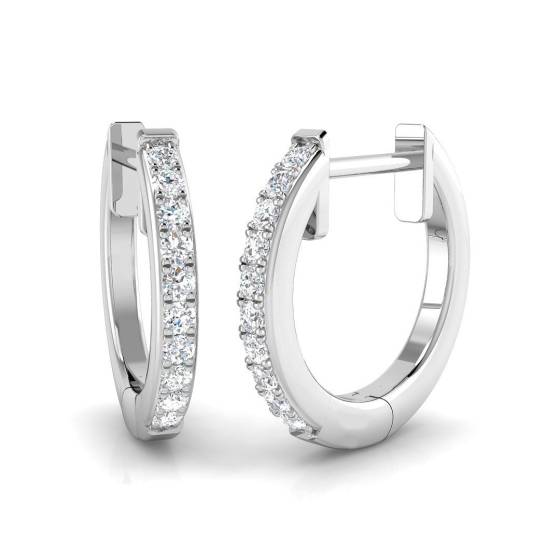 0.10ct SI1/G Round cut Diamond Hoop Earrings in 18k White Gold