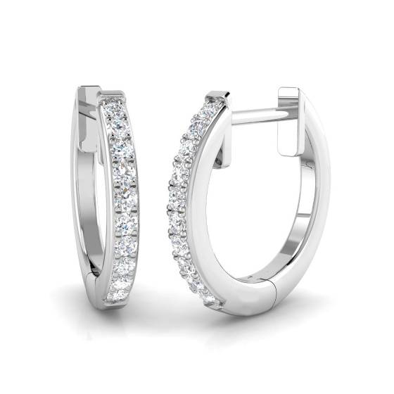 0.10ct SI2/G Round cut Diamond Hoop Earrings in 18k White Gold