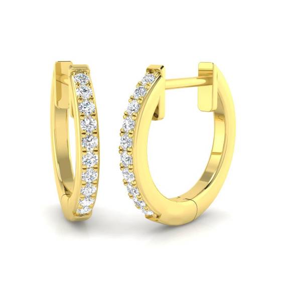 0.10ct SI1/G Round cut Diamond Hoop Earrings in 18k Yellow Gold