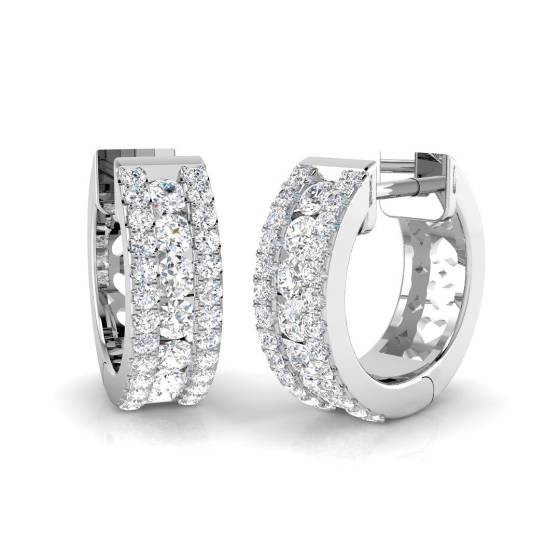 0.69ct SI2/G Round cut Diamond Hoop Earrings in 18k White Gold