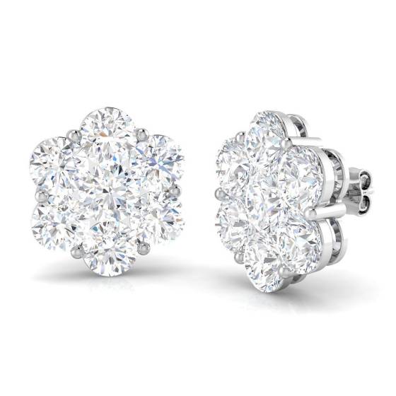 0.62ct I1/G Round cut Diamond Cluster Earrings in 9k White Gold