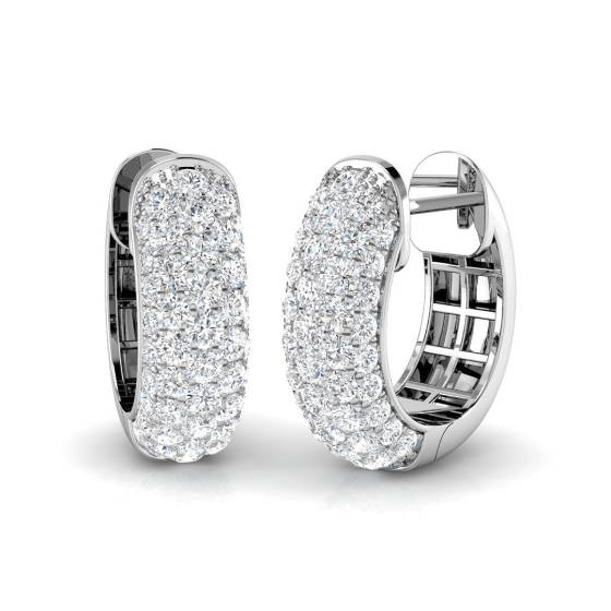 1.72ct SI2/G Round cut Diamond Hoop Earrings in 18k White Gold