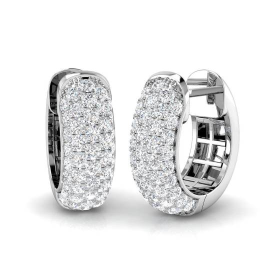 1.08ct SI2/G Round cut Diamond Hoop Earrings in 18k White Gold