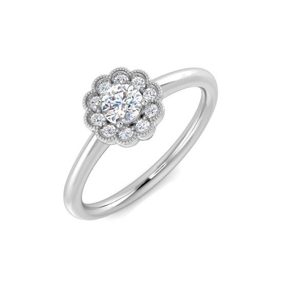 0.29ct SI1/G Round cut Cluster Diamond Ring in 18k White Gold
