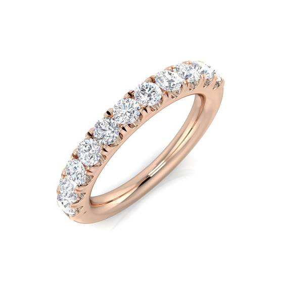 0.81ct VS/F Round cut Lab Grown Diamond Half Eternity Ring in 9k Rose Gold