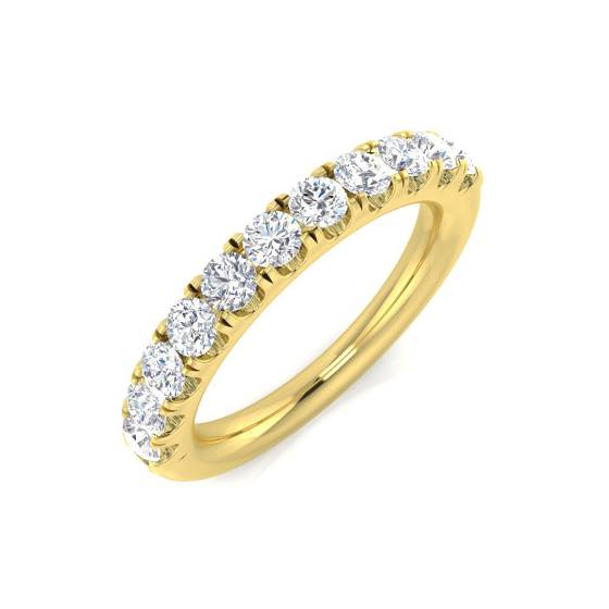 0.81ct VS/F Round cut Lab Grown Diamond Half Eternity Ring in 9k Yellow Gold