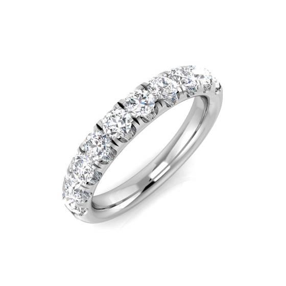 1.03ct VS/F Round cut Lab Grown Diamond Half Eternity Ring in 9k White Gold