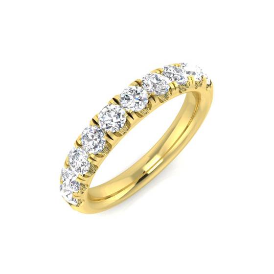 1.03ct VS/F Round cut Lab Grown Diamond Half Eternity Ring in 9k Yellow Gold