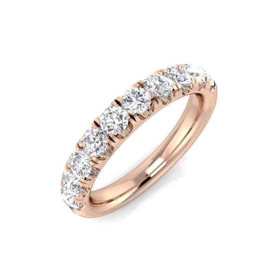 1.03ct SI1/G Round cut Diamond Half Eternity Ring in 18k Rose Gold