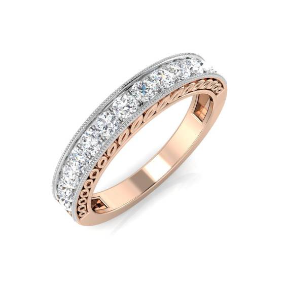 0.50ct SI1/G Round cut Diamond Half Eternity Ring in 18k Rose Gold