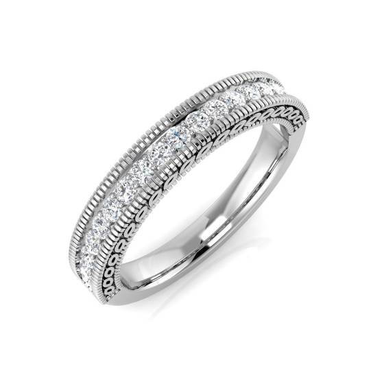 0.28ct SI1/G Round cut Diamond Half Eternity Ring in 18k White Gold