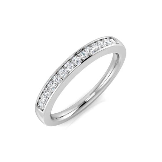 0.13ct VS/F Round cut Lab Grown Diamond Half Eternity Ring in 9k White Gold