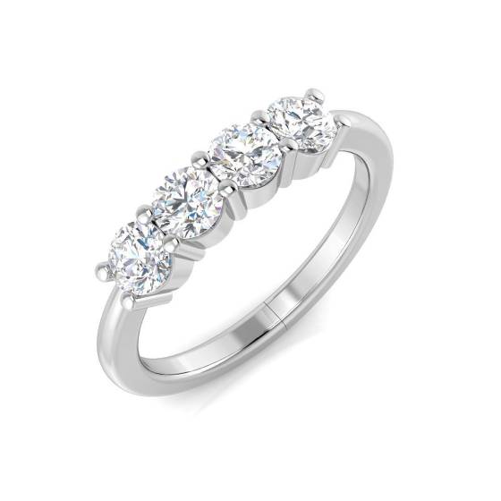 0.73ct SI1/G Round cut Diamond 5 Stone Ring in 18k White Gold