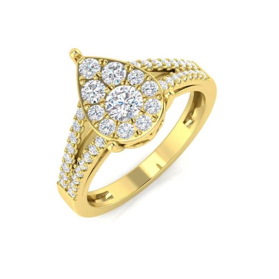 0.61ct SI2/G Round cut Diamond Cluster Ring in 9k Yellow Gold