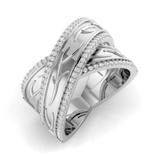 0.50ct SI1/G Round cut Diamond Designer Ring in 18k White Gold