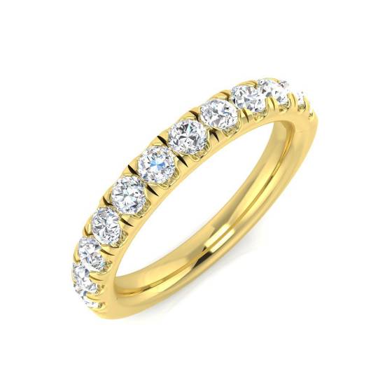 0.65ct SI2/G Round cut Diamond Half Eternity Ring in 9k Yellow Gold