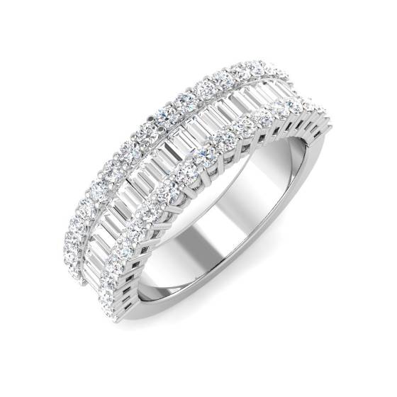 1.50ct SI1/G Baguette cut Diamond Designer Ring in Platinum