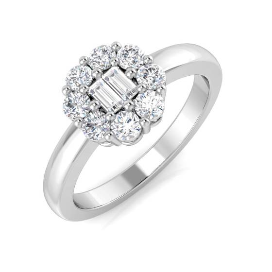 0.51ct SI1/G Round cut Diamond Designer Ring in 18k White Gold