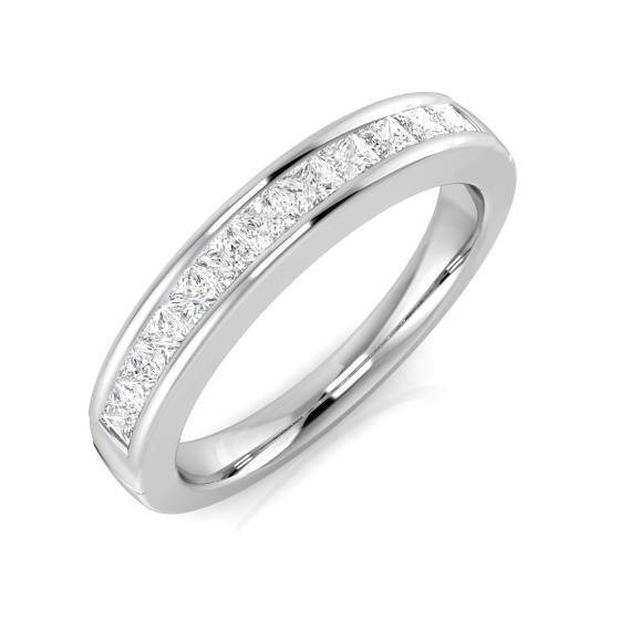 0.50ct SI1/G Princess cut Diamond Half Eternity Ring in Platinum