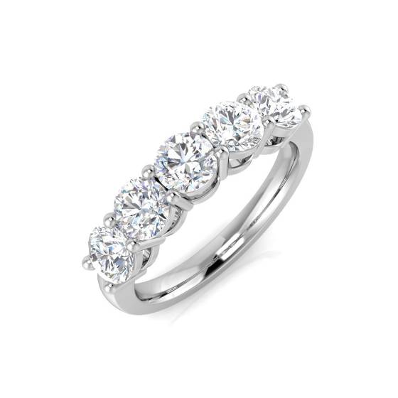 1.96ct VS/F Round cut Lab Grown 5 Stone Diamond Ring in Platinum