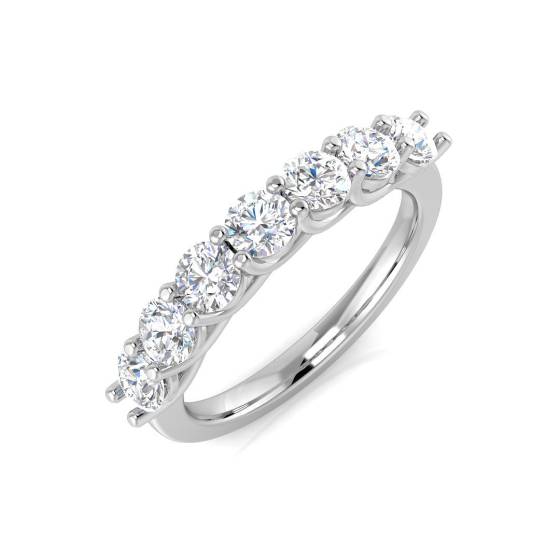 1.05ct VS/F Round cut Lab Grown 7 Stone Diamond Ring in Platinum