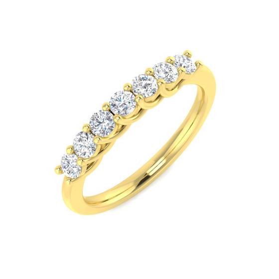 0.52ct VS/F Round cut Lab Grown 7 Stone Diamond Ring in 9k Yellow Gold