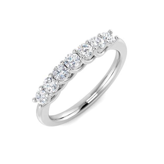 0.52ct I1/G Round cut 7 Stone Diamond Ring in 9k White Gold