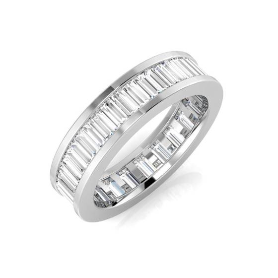 1.81ct SI1/G Baguette cut Diamond Full Eternity Ring in 18k White Gold