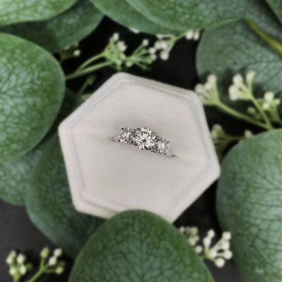 2.00ct VVS/F Round Lab Grown Diamond Trilogy Ring