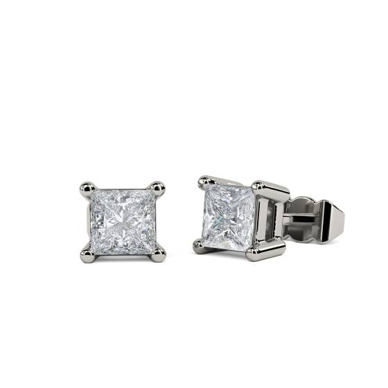 0.55ct VS/E-F Princess Diamond Stud Earrings