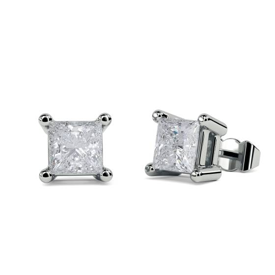 0.76ct VS/E-F Princess Diamond Stud Earrings