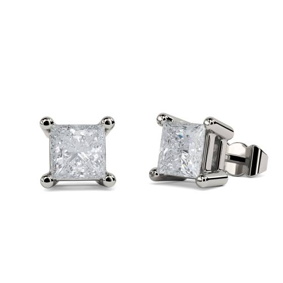 0.76ct VS/E-F Princess Diamond Stud Earrings