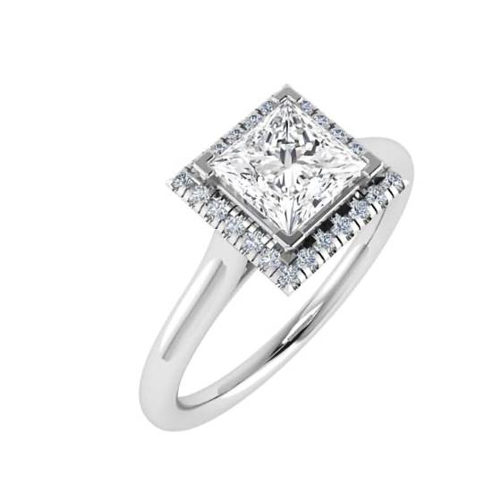 1.00ct SI1/F Princess Diamond Halo Ring