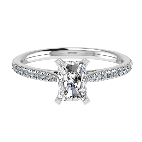 2.51ct VS1/E Radiant Lab Grown Diamond Shoulder Set Engagement Ring